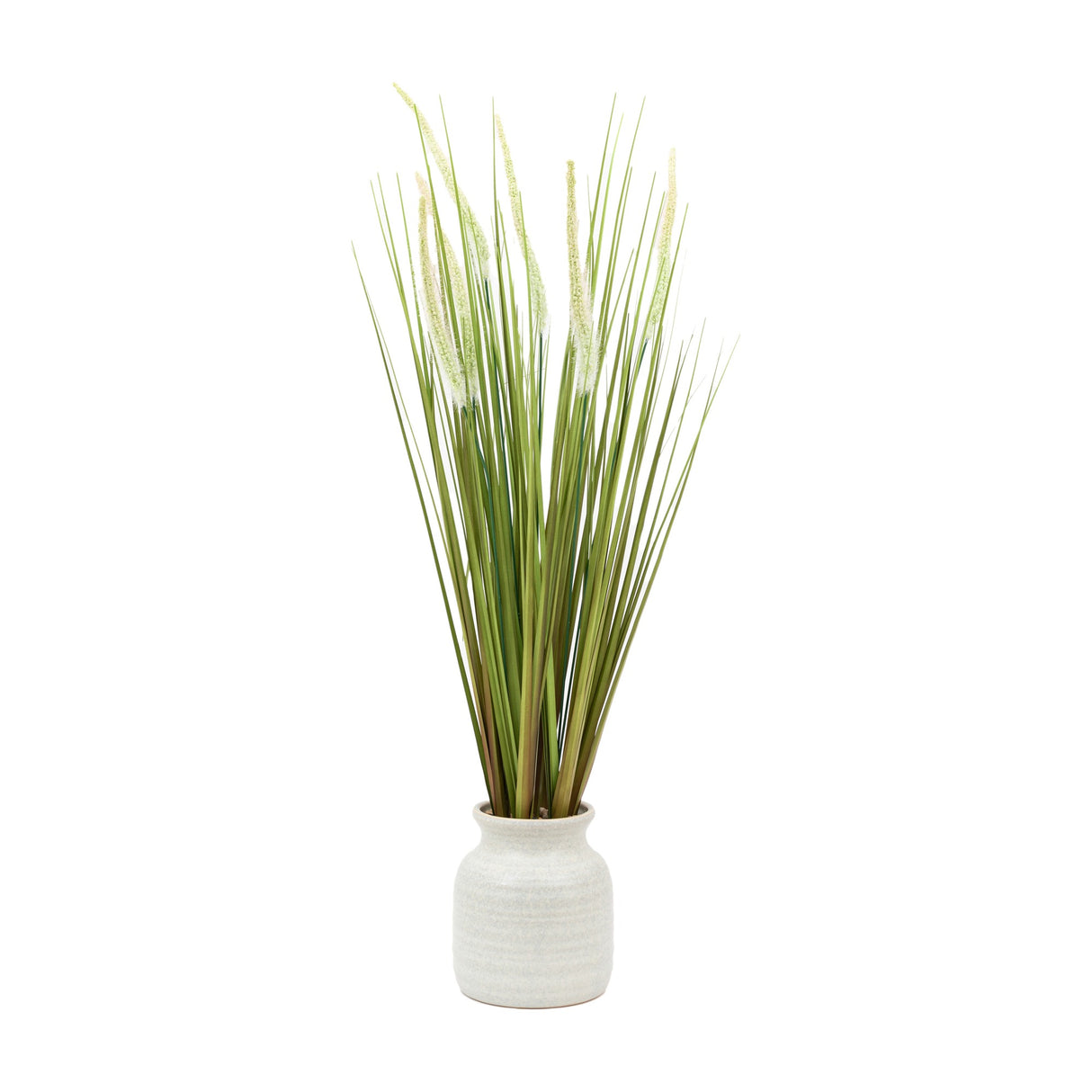 Artificial Potted Grass with Feathered Wildflower – Green