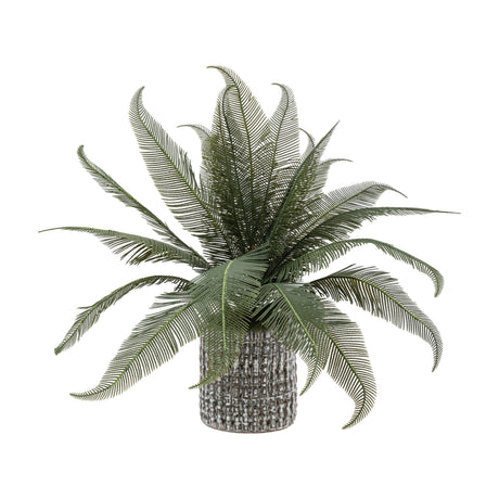 Artificial Wide Fern in Concrete-Effect Pot – Green