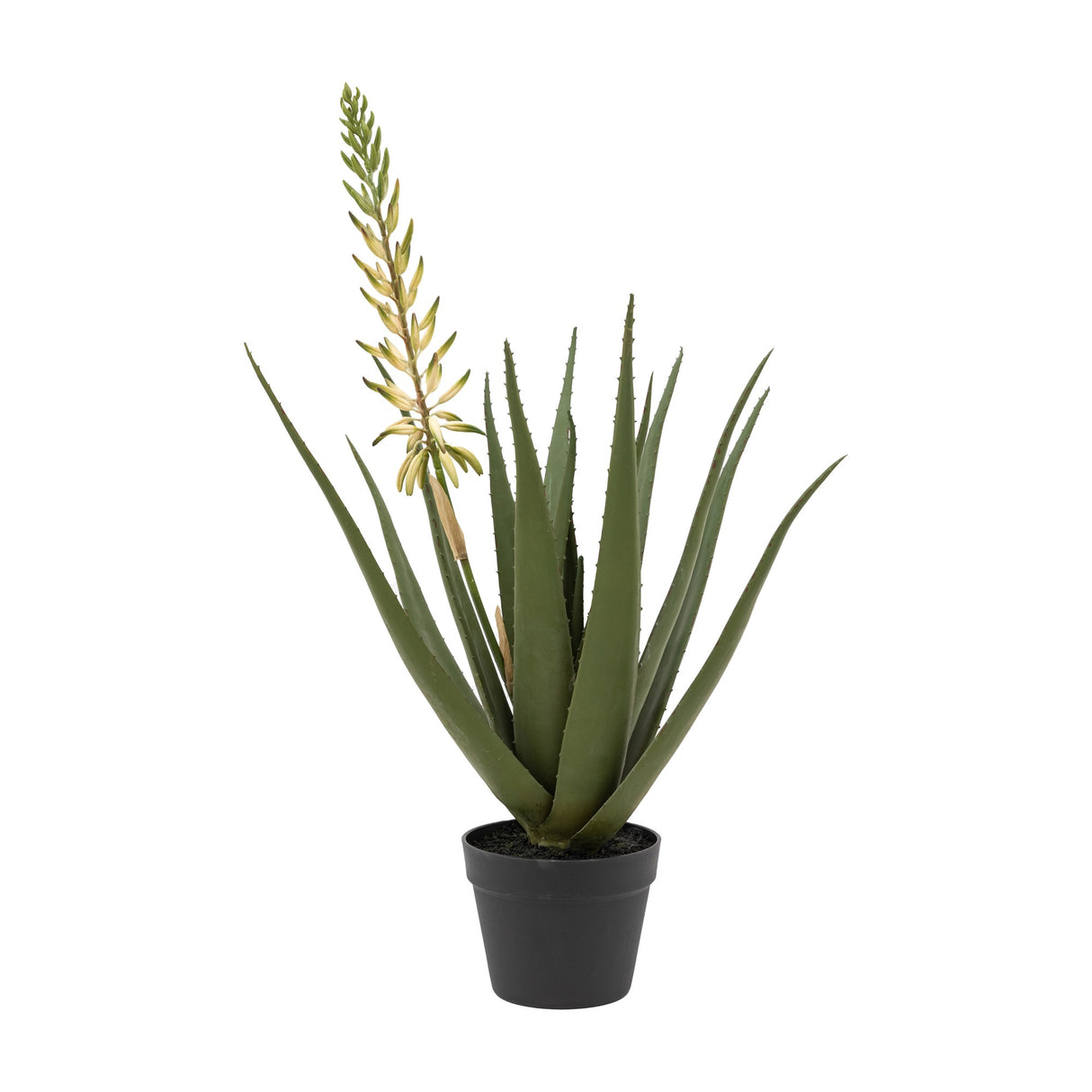 Artificial Aloe Potted Plant with Flower Spike – Green