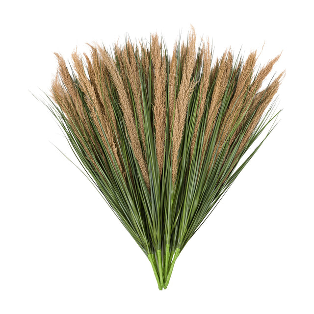 Artificial Grass with Feather Seed Bush Set of 12 – Green