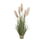 Artificial Potted Grass with Pampas Seed Heads – Green