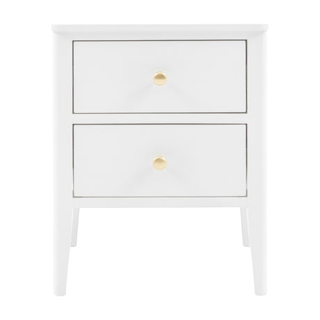 Acton 2 Drawer Bedside Table with Brass Knobs