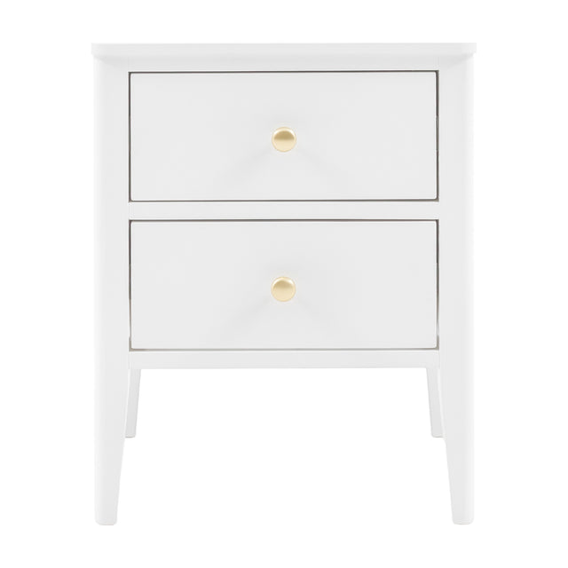 Acton 2 Drawer Bedside Table with Brass Knobs
