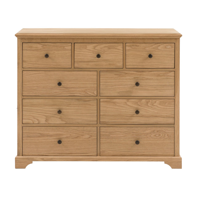 Malvern 9 Drawer Chest – Natural Oak