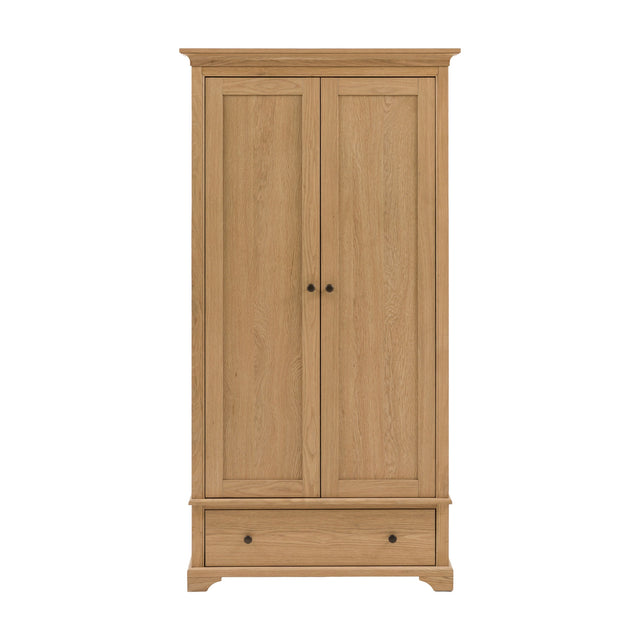 Malvern 2 Door 1 Drawer Wardrobe – Natural Oak