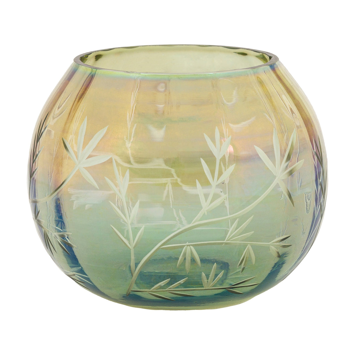 Floral Etched Iridescent Tealight Holder