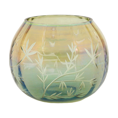 Floral Etched Iridescent Tealight Holder