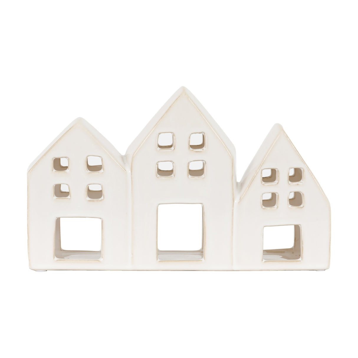 Ceramic Houses Tealight Holder – White