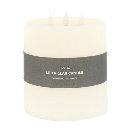 Rustic LED Pillar Candle 3 Wick with Remote Control
