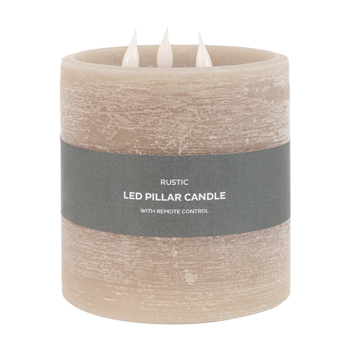 Rustic LED Pillar Candle 3 Wick with Remote Control