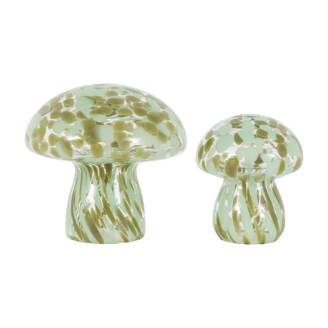 Confetti Glass Mushrooms Set of 2 – Forest Green