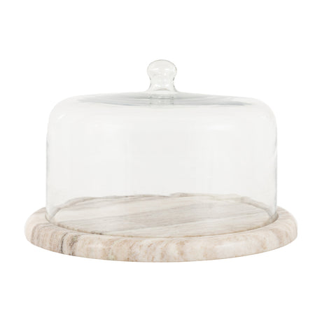 Novi Cake Dome with Marble Base – Beige