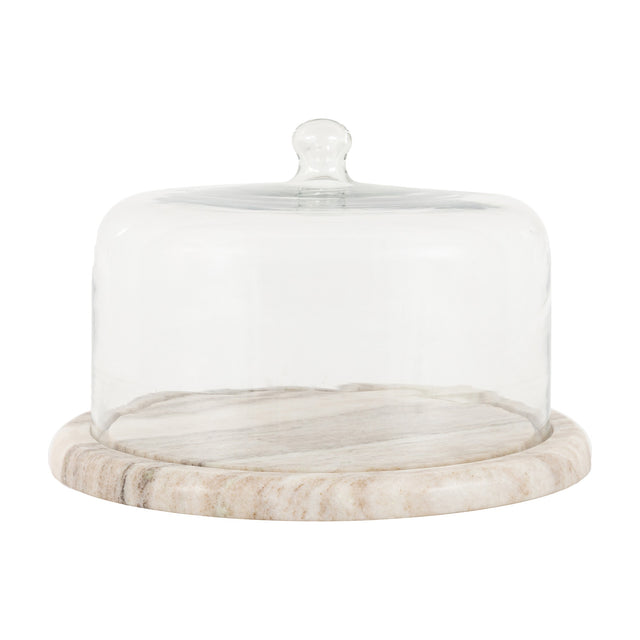 Novi Cake Dome with Marble Base – Beige
