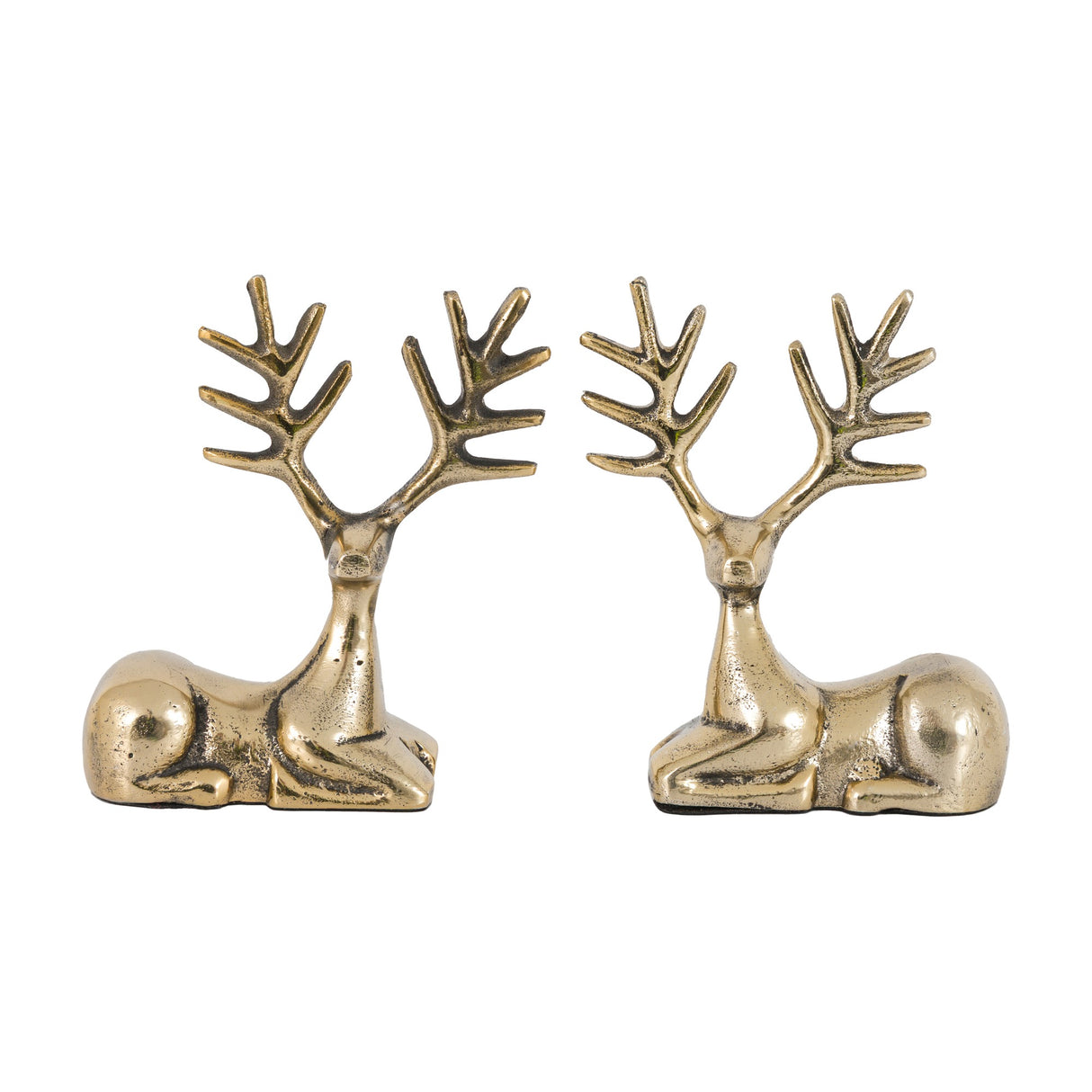Stag Sitting Figurine Set of 2 – Antique Gold