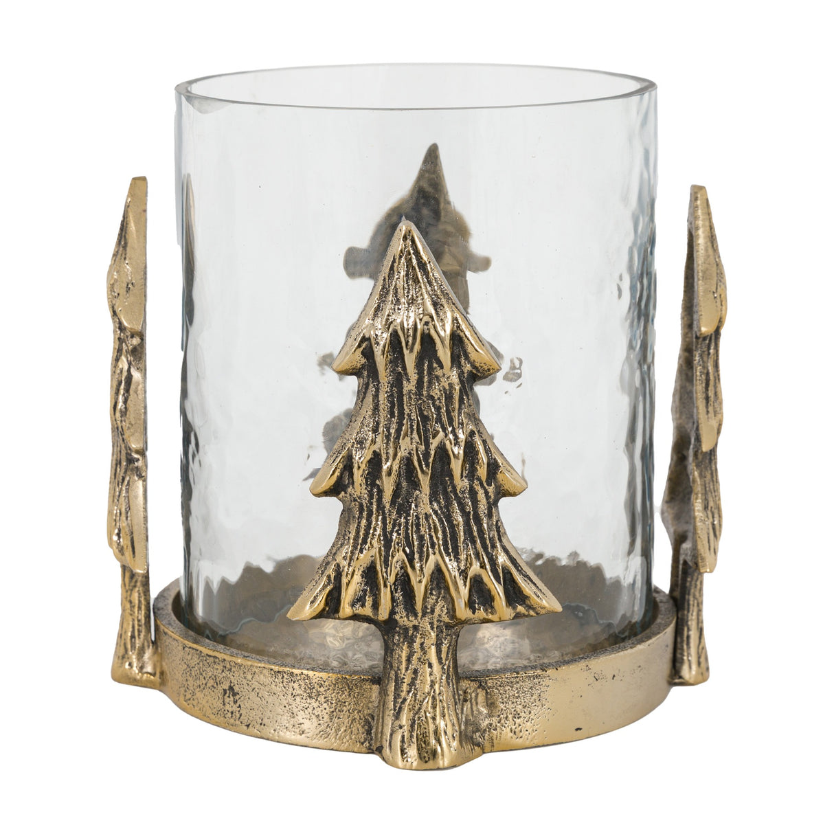 Xmas Tree Hurricane Candle Holder – Antique Gold