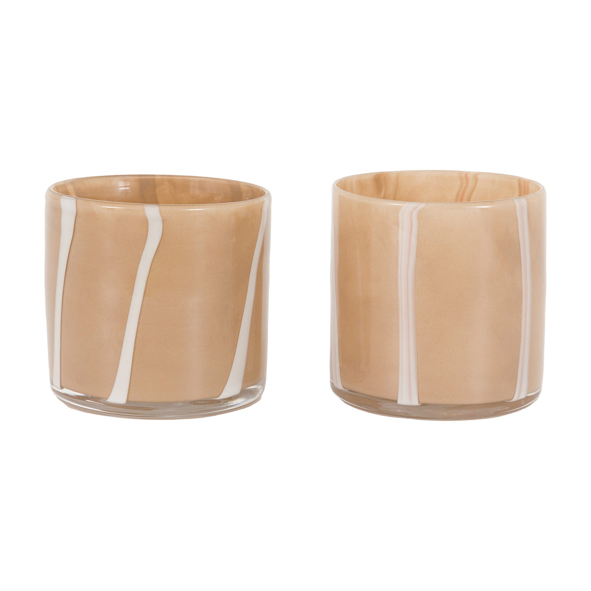 Candy Glass Tealight Holder Set of 2 – Beige