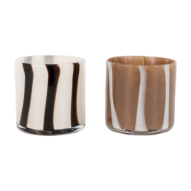 Candy Glass Tealight Holders Set of 2 – Cream