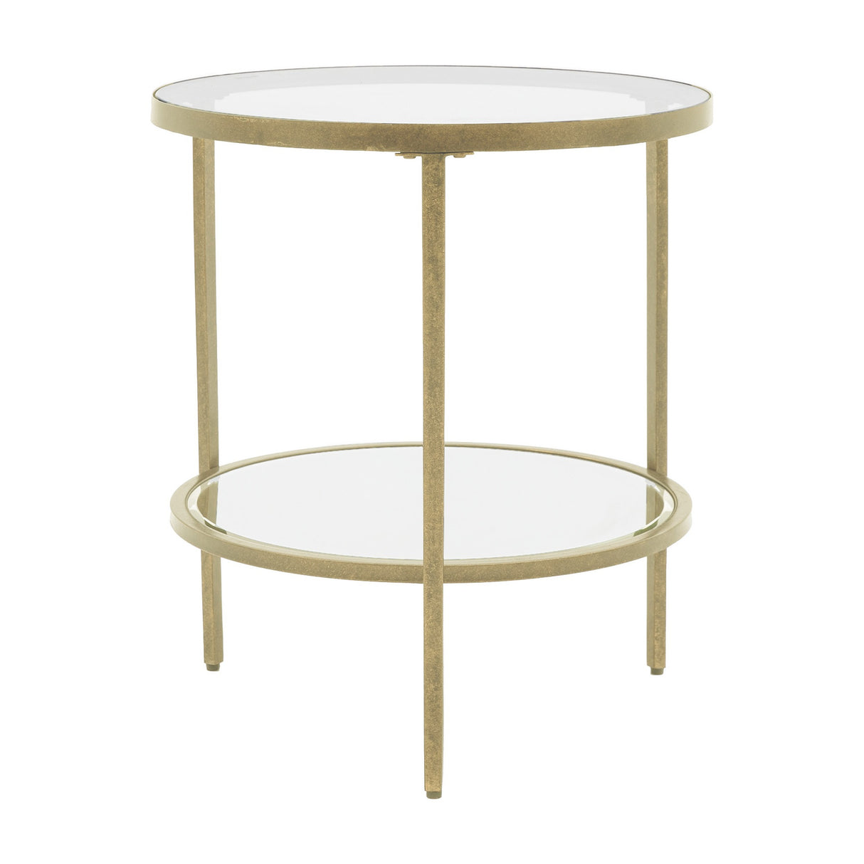 Hudson Round Side Table with Glass Shelf