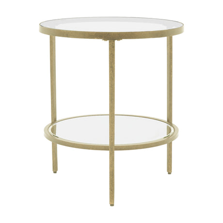 Hudson Round Side Table with Glass Shelf