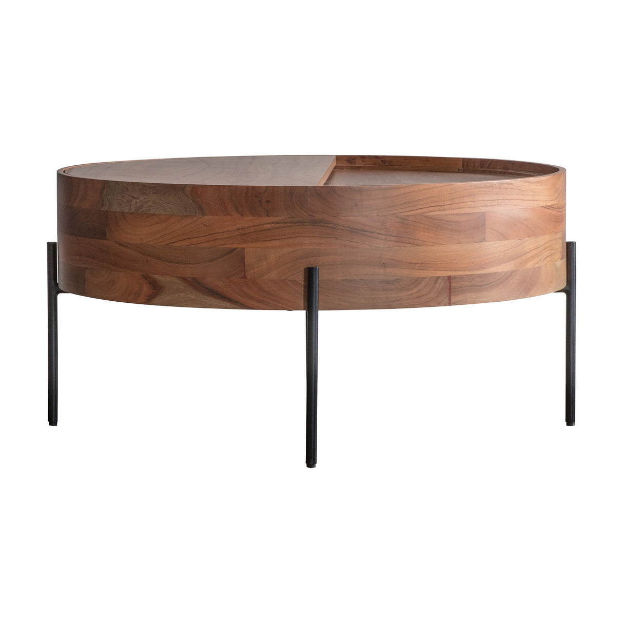 Risby Round Coffee Table with Storage – Natural