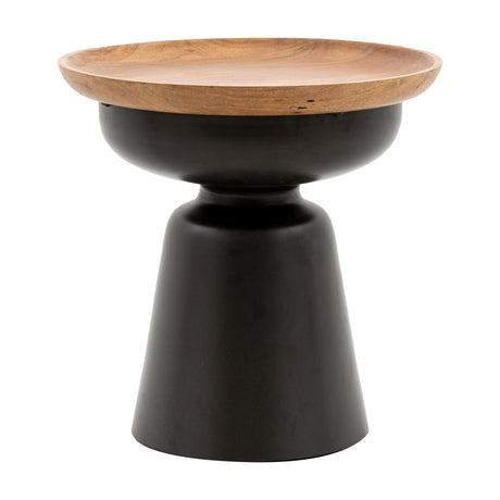 Alabama Side Table with Mango Wood Top – Black