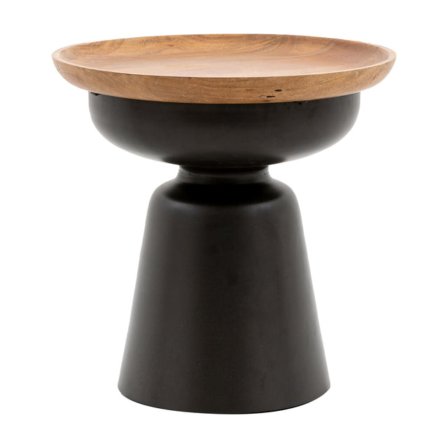 Alabama Side Table with Mango Wood Top – Black