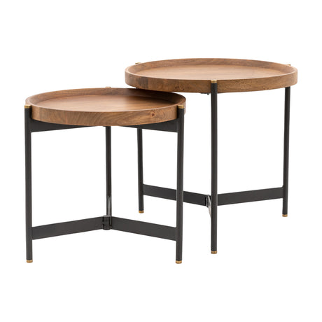 Dakota Round Tray-Top Nesting Tables Set of 2 – Natural