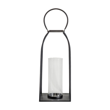 Alcora Metal Lantern with Glass Hurricane