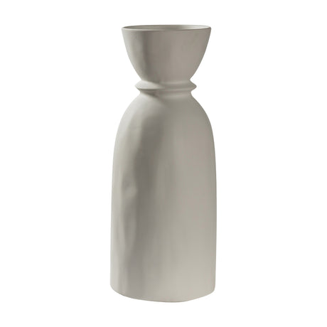 Gallery Direct Takvane Bottle Vase in off-white stoneware with a flared mouth, cinched neck and tapered body, shown on a plain white background.
