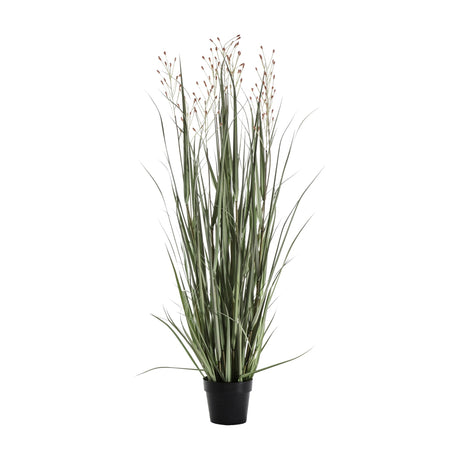 Artificial Potted Grass with 9 Flowering Heads – Green