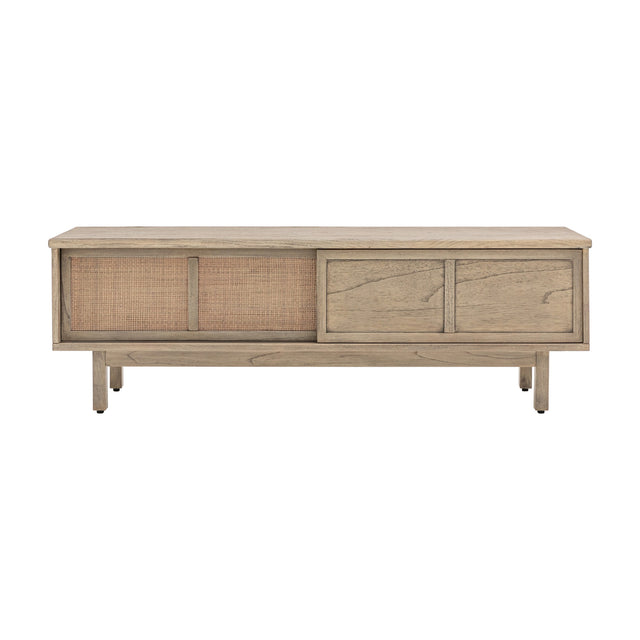 Kyoto Media Unit with Rattan Sliding Doors – Natural
