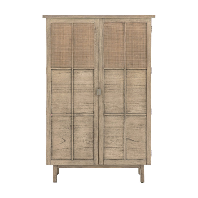 Kyoto 2 Door Cupboard with Rattan Panels – Natural