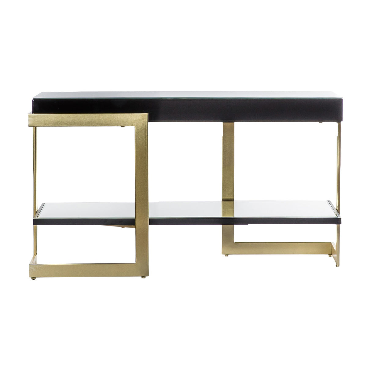 Ardella Coffee Table with Mirrored Shelf – Black
