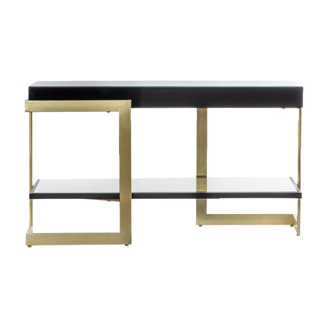 Ardella Coffee Table with Mirrored Shelf – Black