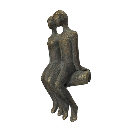 Togetherness Seated Couple Sculpture – Bronze