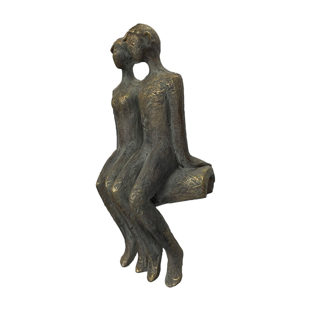 Togetherness Seated Couple Sculpture – Bronze