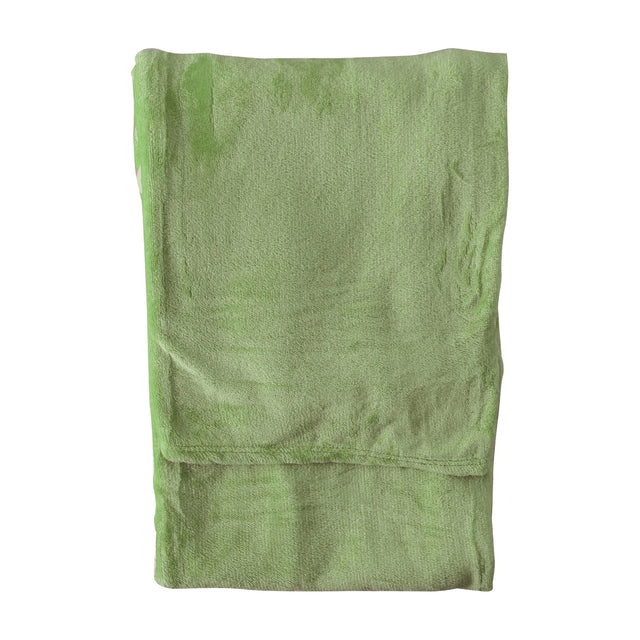 Rolled Flannel Fleece Throw – Pale Green