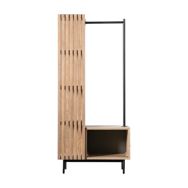Okayama Open Wardrobe with Slatted Panel – Oak