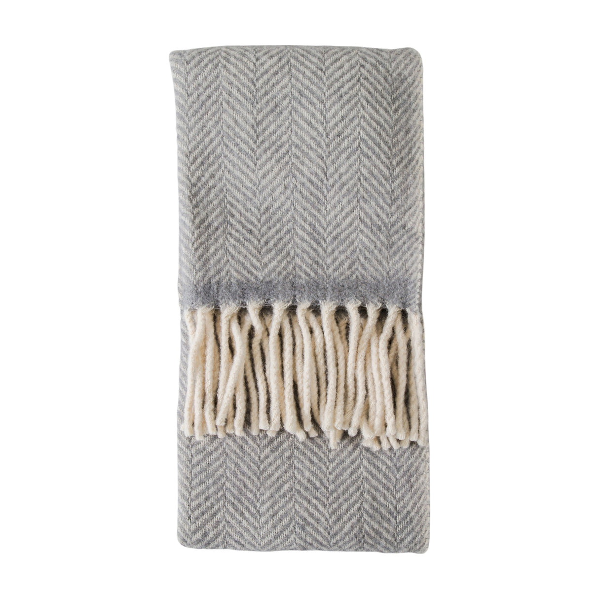 Wool Herringbone Throw with Fringe