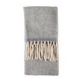 Wool Herringbone Throw with Fringe