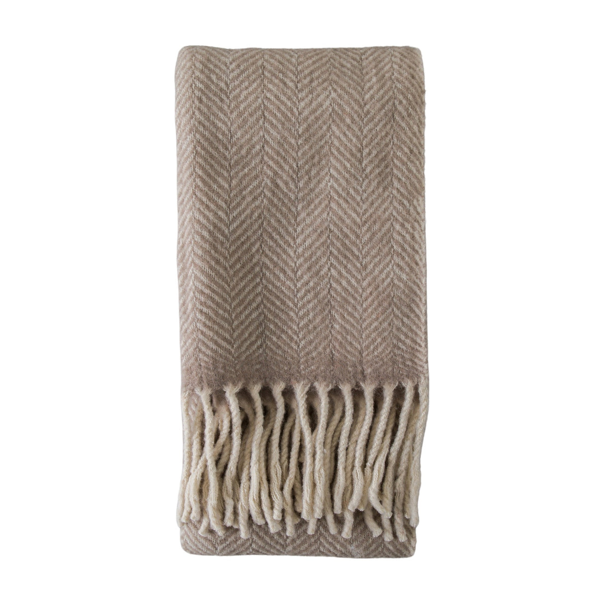 Wool Herringbone Throw with Fringe