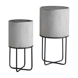 Eda Ribbed Metal Planters on Stands Set of 2