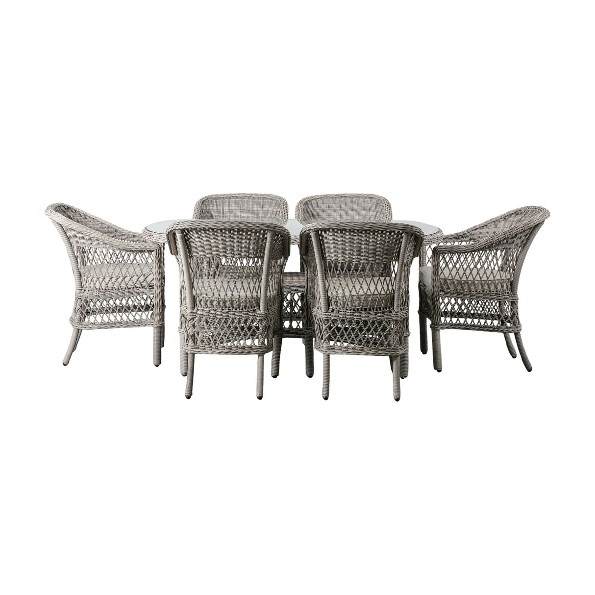 Menton 6 Seater Oval Dining Set – Stone