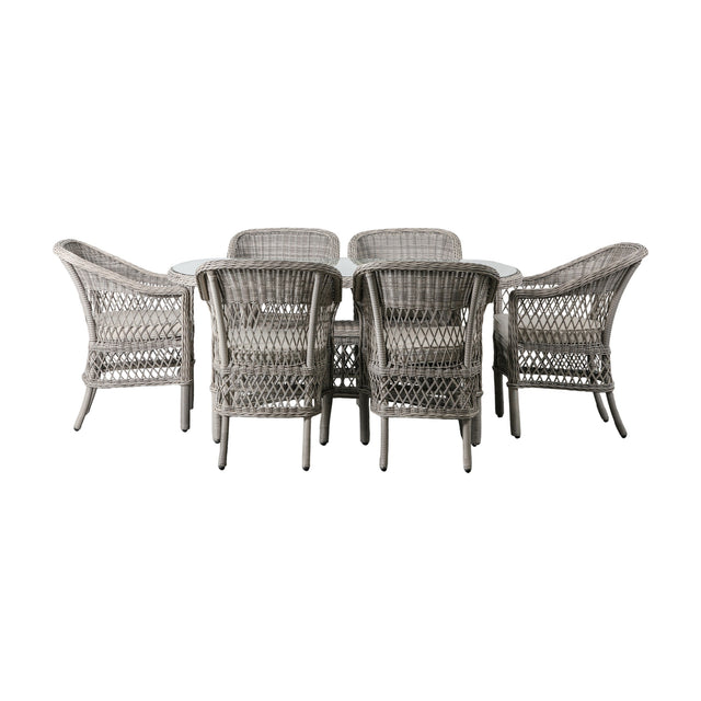 Menton 6 Seater Oval Dining Set – Stone