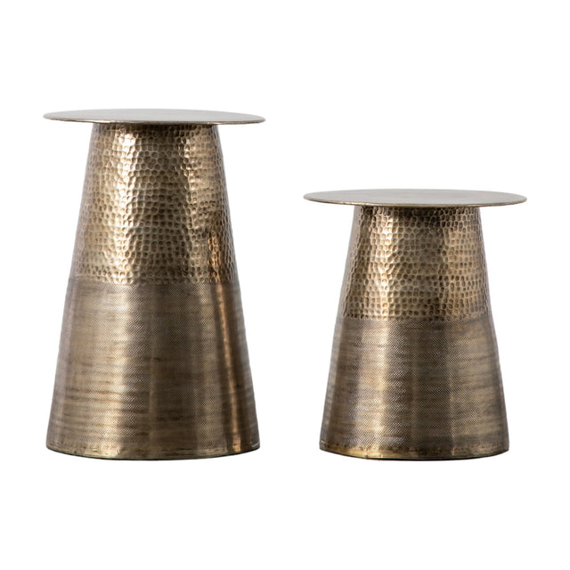 Langley Hammered Side Tables Set of 2 – Antique Brass