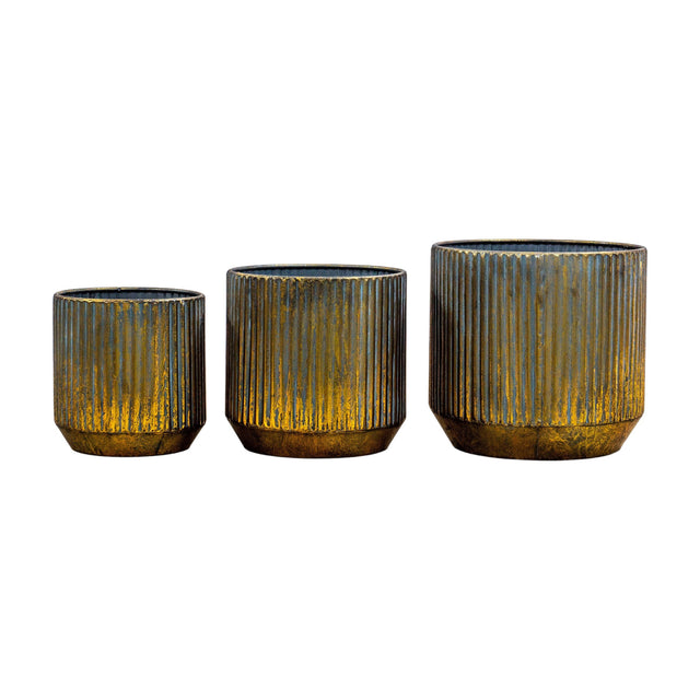 Evie Ribbed Planters Set of 3 – Bronze