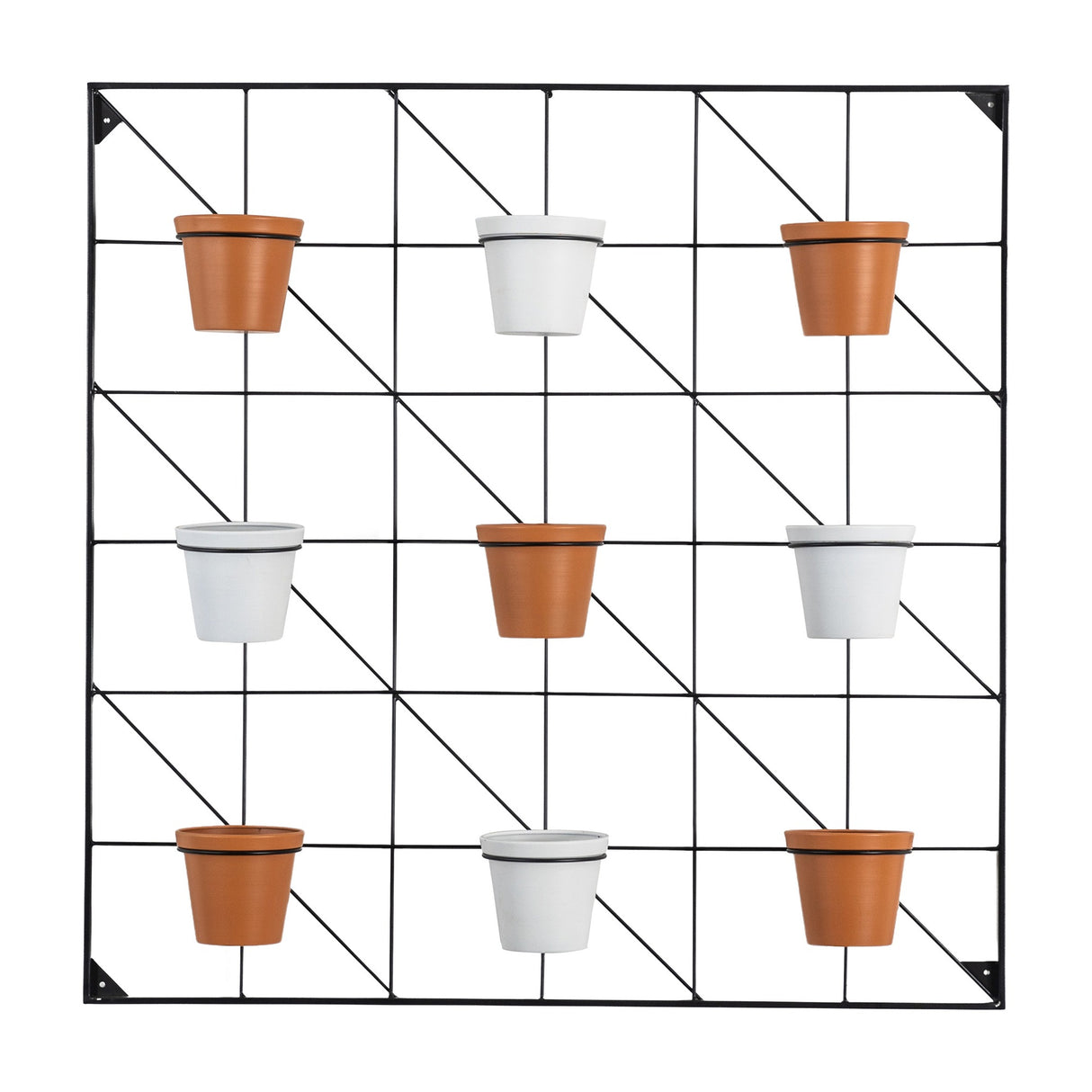 Carlos Wall-Mounted Grid Planter Set of 9 – Terracotta