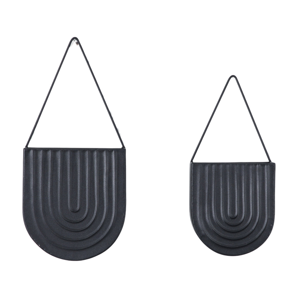 Lexy Ribbed Metal Wall Planters Set of 2 – Black