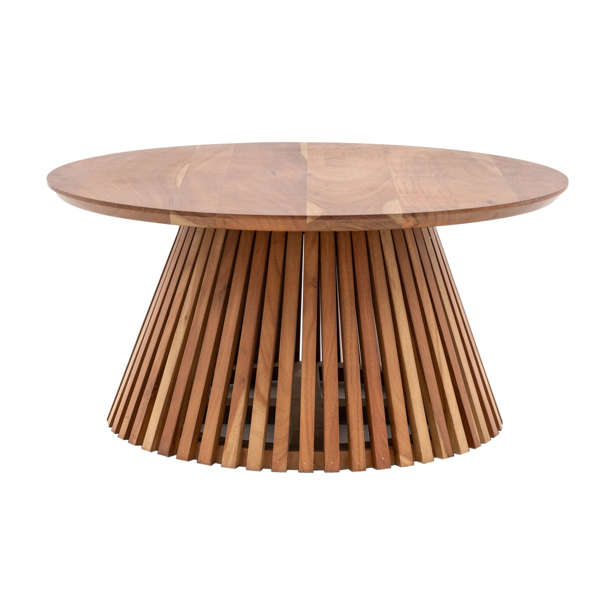 Brookland Slatted Round Coffee Table – Natural