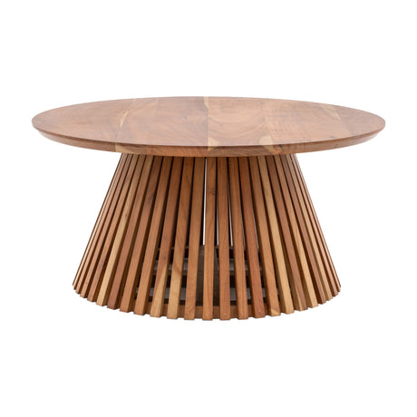 Brookland Slatted Round Coffee Table – Natural